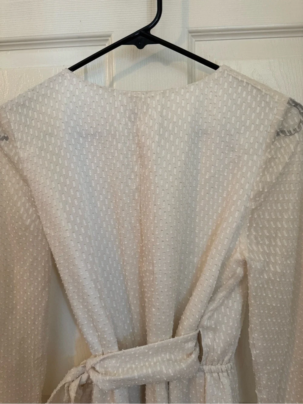Ann Taylor creamy white textured Swiss dot with sheer long sleeves dress (SZ 2) - Picture 8 of 15
